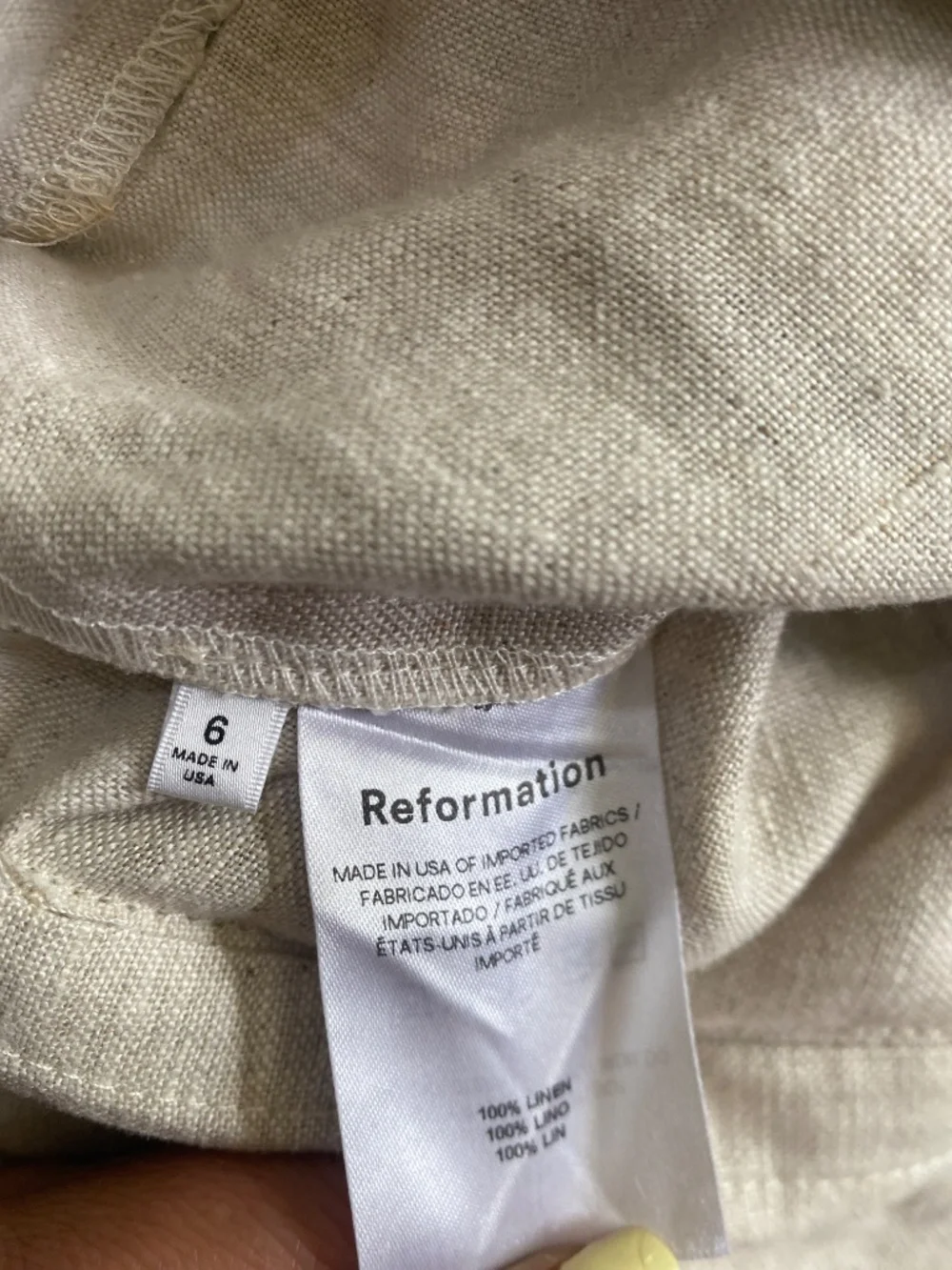 Reformation 6 Mason Linen Pant